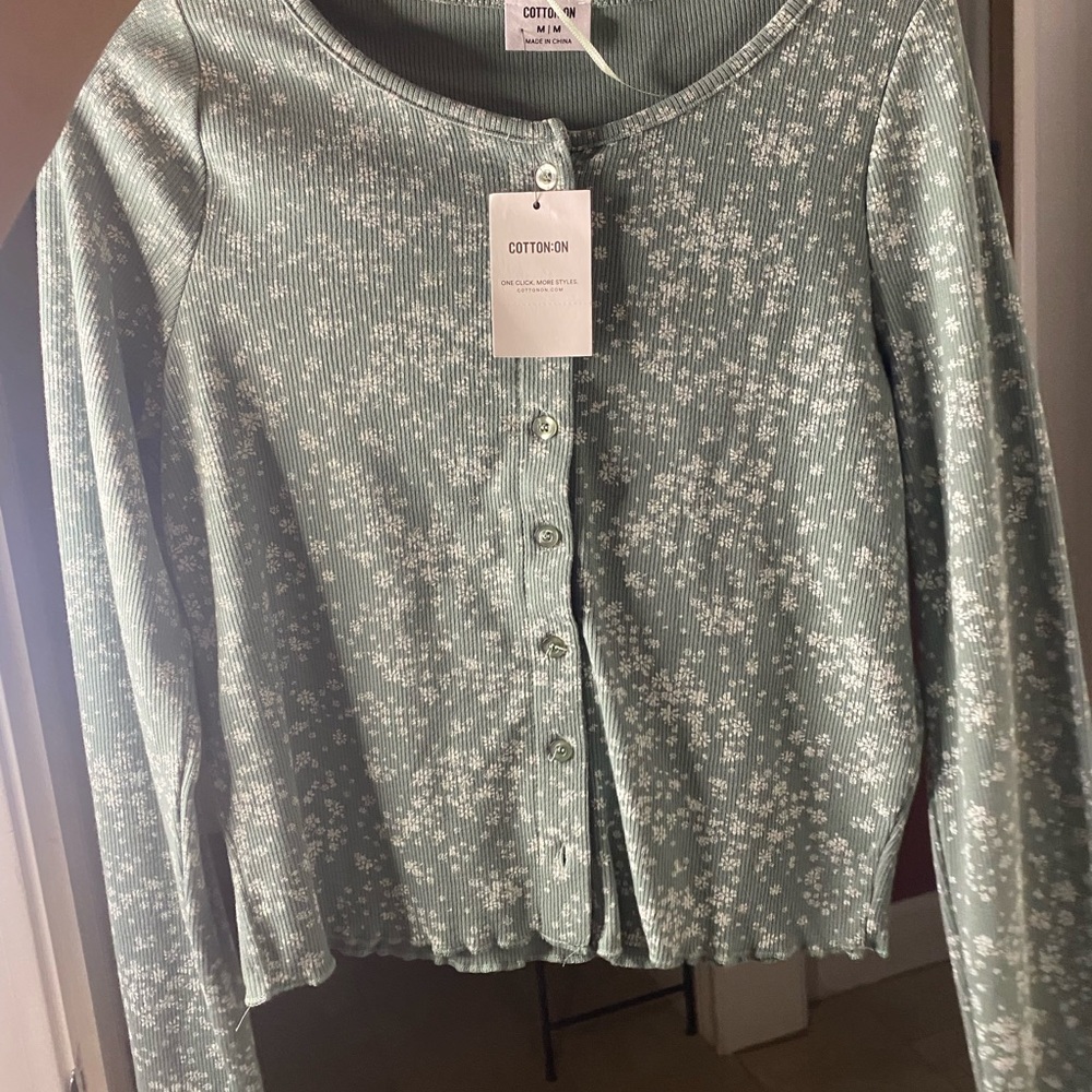 Blue cori crop button through cardi